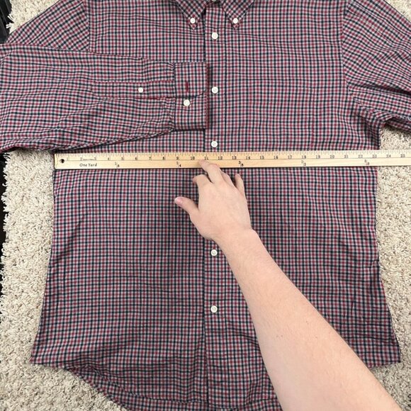 Brooks Brothers Mens Button Up Shirt Red Blue Gray Plaid XL Regent Fit Cotton - Picture 6 of 8